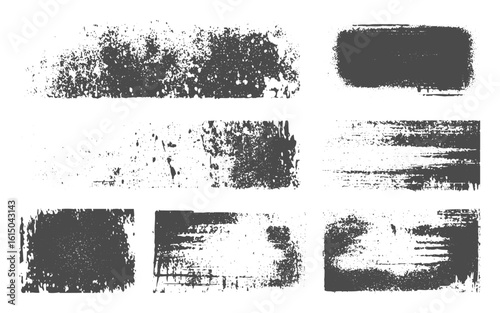  grunge texture rectangles in black on light background.Textures overlays with vintage grunge texture pack