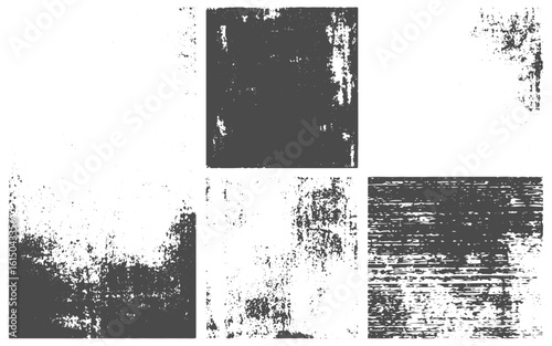  Paint roller geometric stains, lino ink grungy remains.Set of  transparent vector grunge abstract dirty background frame border textures with dust overlay.