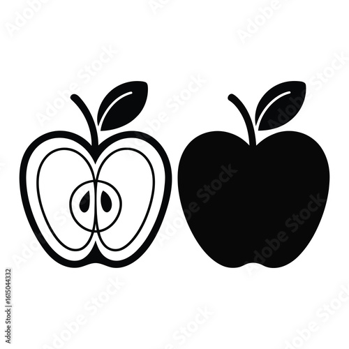 Red apple with leaf vector icon, a delicious and healthy fruit illustration perfect for natural food designs