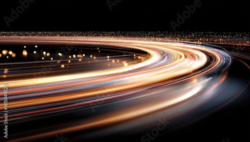 Abstract circular light trails on dark background