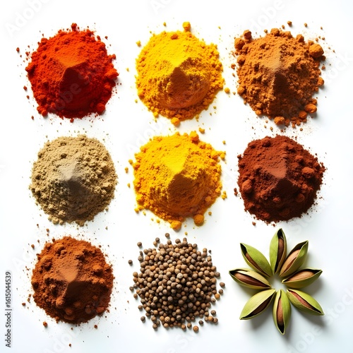 Elegant autumn flower and spice arrangement in grid pattern displaying seasonal specimens with rich earth tones and natural beauty