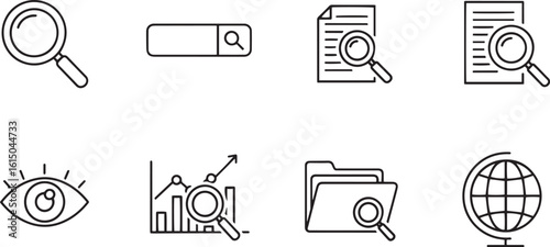 Search & Analysis Line Icons Set