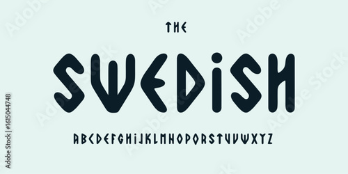 Nordic rune alphabet, ancient scandinavian font, ethnic runic typeface for viking logo, sweden headline, Viking primal typography, folklore typographic design. Vector typeset.