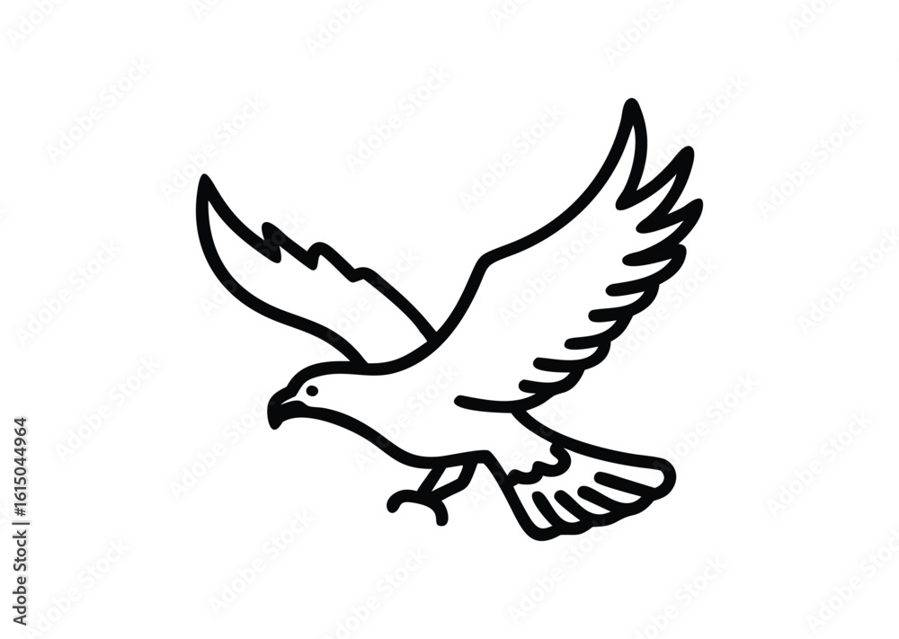 Obraz premium Flying bald eagle line art Vector Illustration