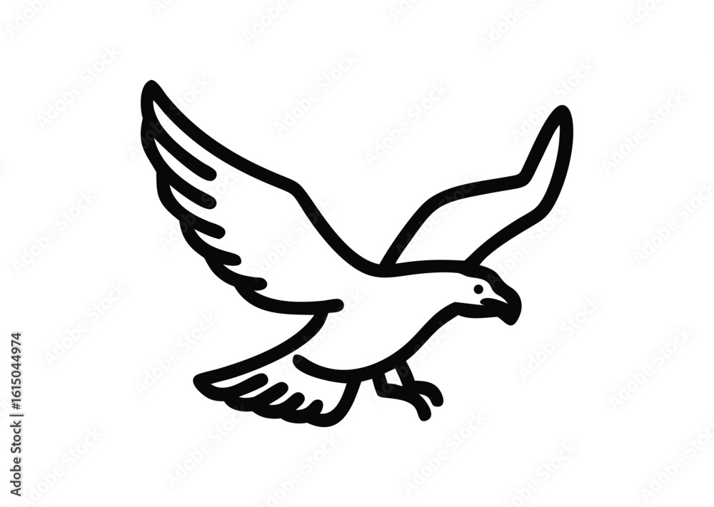 Obraz premium Flying bald eagle line art Vector Illustration