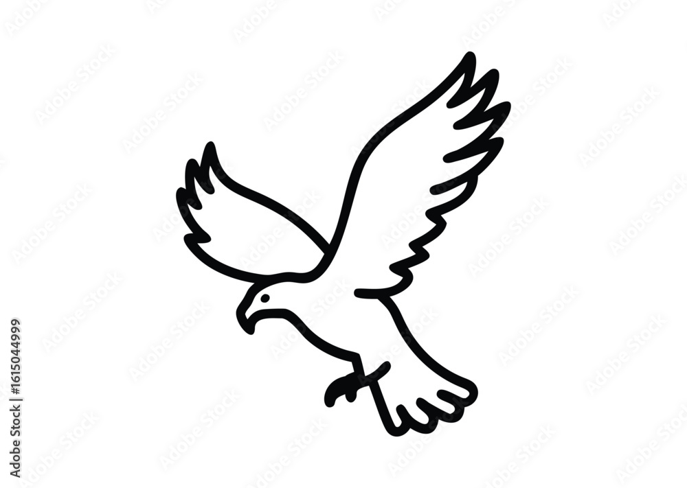 Obraz premium Flying bald eagle line art Vector Illustration