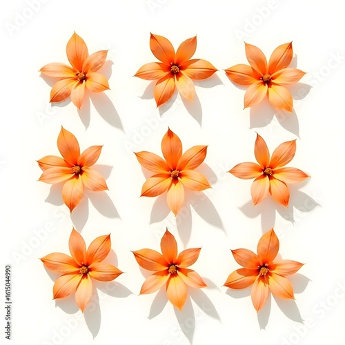 Vibrant orange and yellow autumn leaves arranged in perfect grid pattern showcasing seasonal foliage collection with natural textures