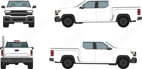 White pickup truck vector illustration for automotive design and advertising needs