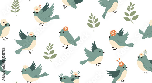 Charming aviary collection featuring adorable fowl adorned with delicate floral accents perfect for your next crafting project