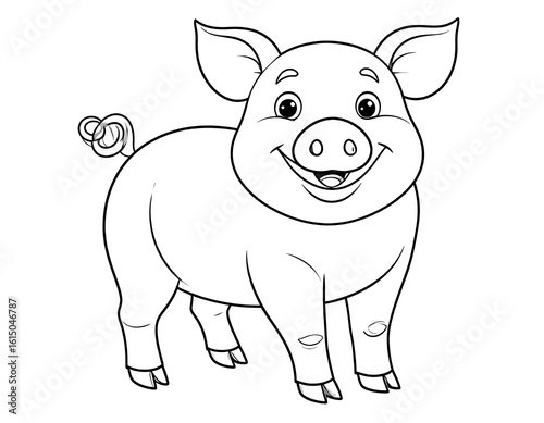 Black and white cartoon pig