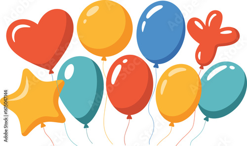 Colorful Balloons Heart Star and Flower Shapes party