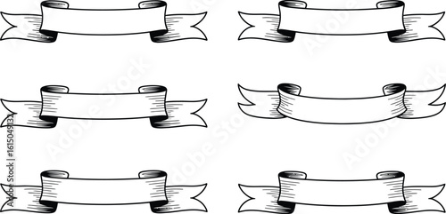 Collection of six vintage style ribbon banners