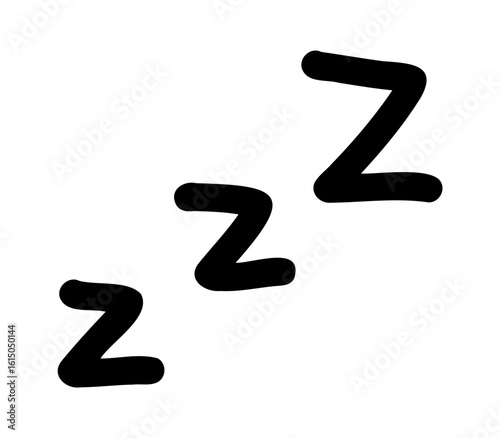 Hand drawn doodle sleep icon with three Z letters simple sketch symbol for rest dreams bedtime planner kids design cartoon and relaxation themes