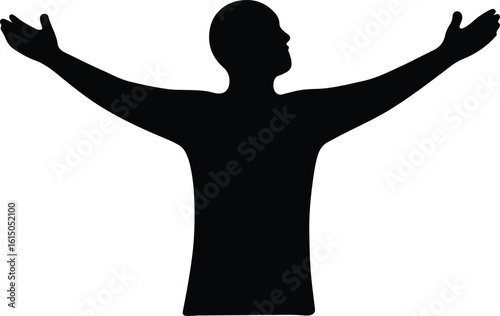Silhouette man with arms outstretched offering inspiration vector illustrator