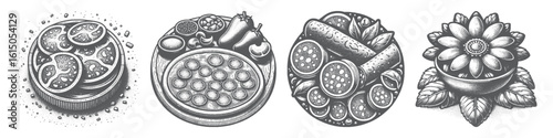 Vintage Hand-Drawn Dried Salami Beef Collection Illustration, Culinary Meat Engraved Style Vector for T-Shirts and Kitchen Themes Design