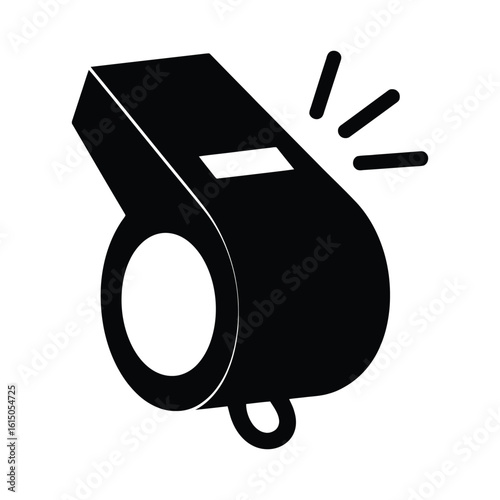 Black Whistle Icon, Coach Referee Sport Equipment Symbol