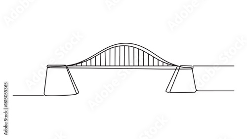 Bridge Continuous Line Drawing Vector Illustration for Architecture and Engineering Design