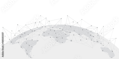 Fototapeta Naklejka Na Ścianę i Meble -  World map wireframe dot connect line from particle: concept of world connection. Vector Illustration.