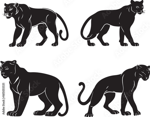 Wild Cat Silhouette Vector Collection

Big Cat Silhouettes – Tiger, Panther, Leopard Set

Walking Wild Cats Black Silhouette Design