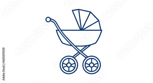baby carriage on white background
