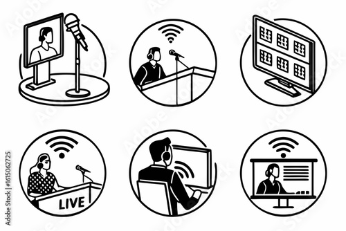 Online Presentation and Broadcasting Icons.