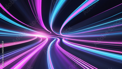 Abstract Light Trails Representing Speed and Connectivity