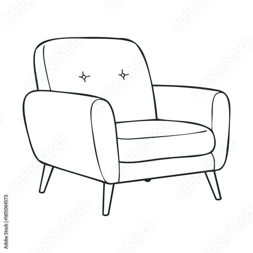 Minimalist modern armchair design with button tufting and sleek lines
