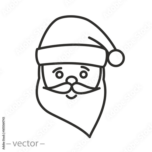 santa claus head icon linear vector