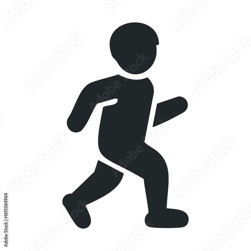 Silhouette icon of child running in motion