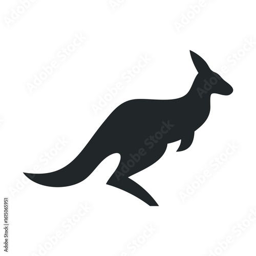 Minimalist kangaroo silhouette icon in black and white style