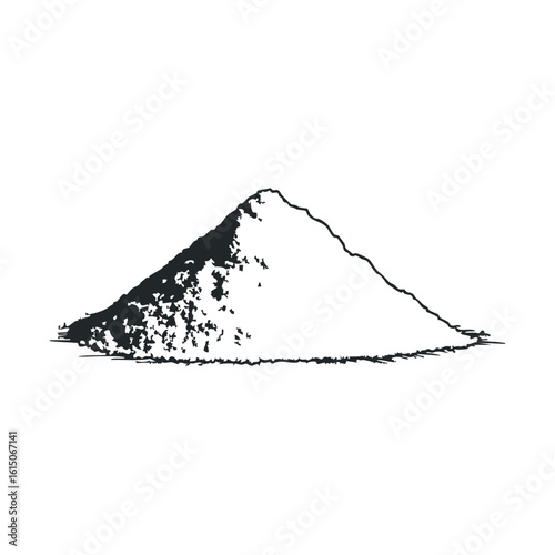 Black and white illustration of salt or sand pile on white background