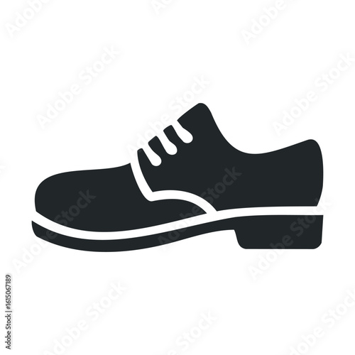 Black and white icon of a classic men's dress shoe with laces