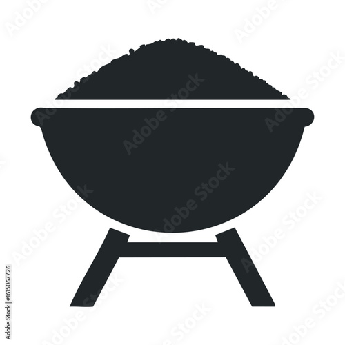 Minimalist charcoal grill icon in black silhouette design