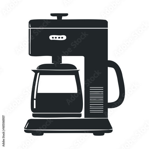 Silhouette of modern electric coffee maker with glass carafe