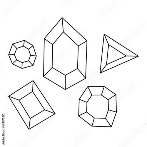 crystals gemstones outline vector