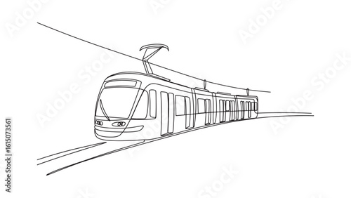 Modern Tram Line Art Vector Illustration for Urban Transportation and Cityscape Designs