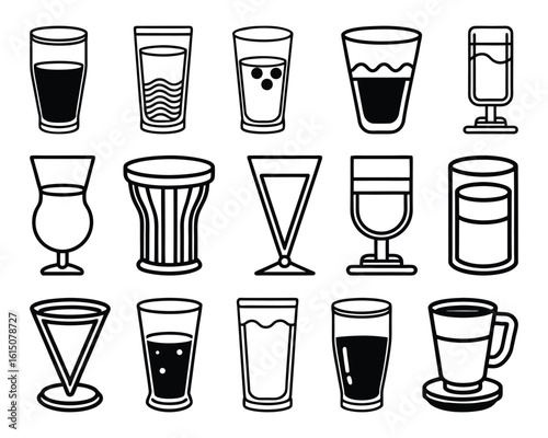 Various Drink Glasses and Cup drinks beverages