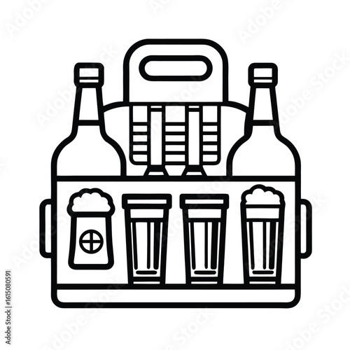 Craft beer tasting kit outline design for brewing enthusiasts