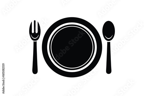 plate with utensils vector icon illustration