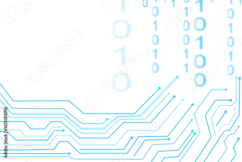 digital circuit lines on binary coding futuristic innovation. binary code number protection technology abstract background