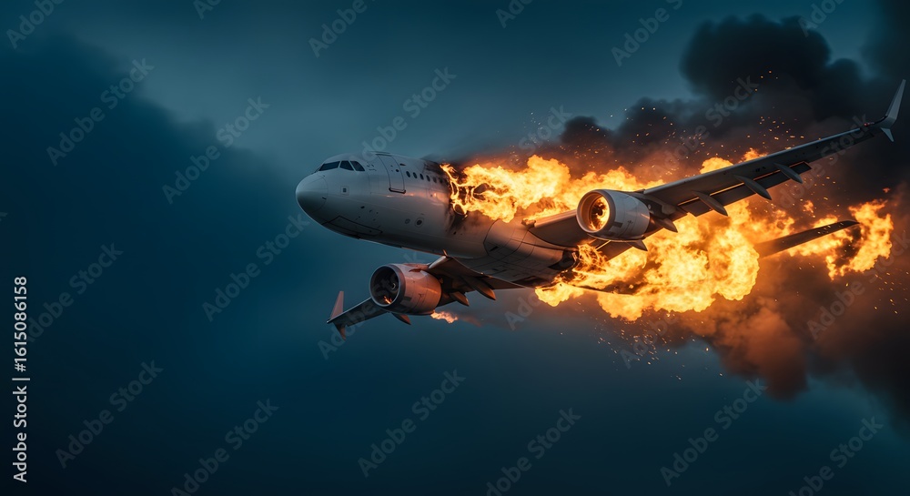 Obraz premium Airplane Disaster Mid-Air Explosion