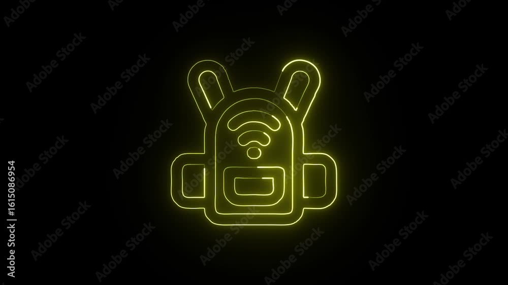 Backpack Wifi Animation with Glowing Lines on Black Background Backpack Wifi Animation with Glowing Lines on Black Background