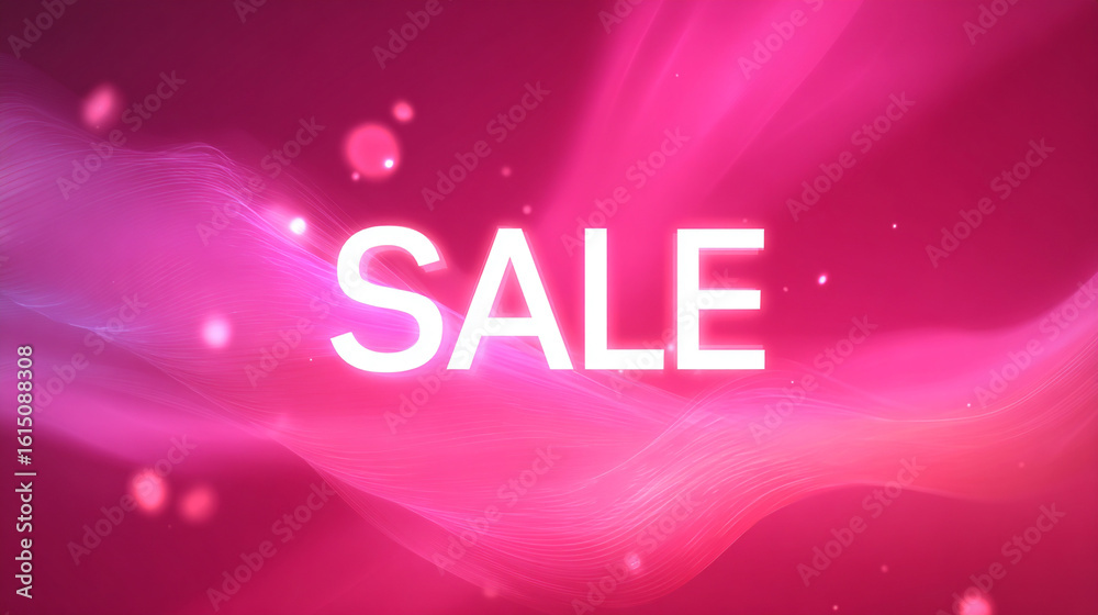 Fototapeta premium Modern pink gradient waves with glowing BIG SALE text, designed for trendy online store advertising.