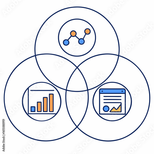 Venn diagram illustrating data analysis and business growth