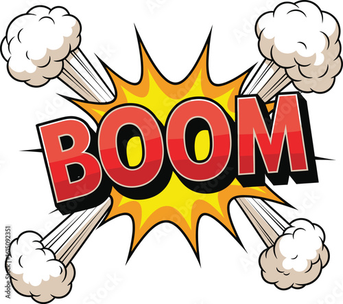 Comic book style boom explosion with smoke clouds