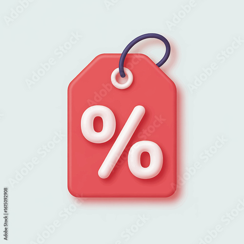 3d red percent sign on white background