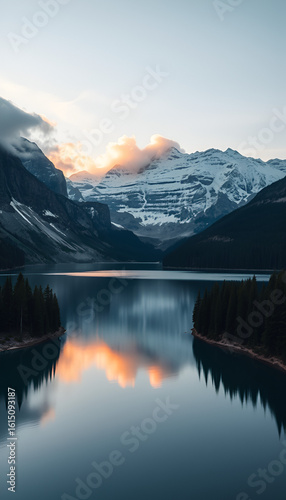 Serene mountain lake reflection phone wallpaper. Beautiful and peaceful landscape photograph for a calming mobile background.
