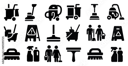 set of cleaning icons