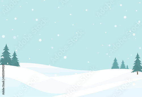 A serene and minimalist winter landscape background featuring soft snowy hills under gently falling snow, a perfect clean and peaceful holiday card or presentation backdrop.

