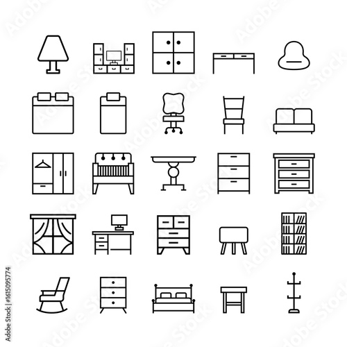Furniture line icon set. Home furniture icon set. vector illustration